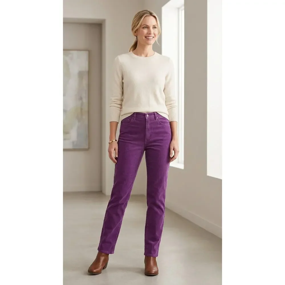 St. John's Bay Purple Corduroy Straight Leg Jeans Women See Measurements